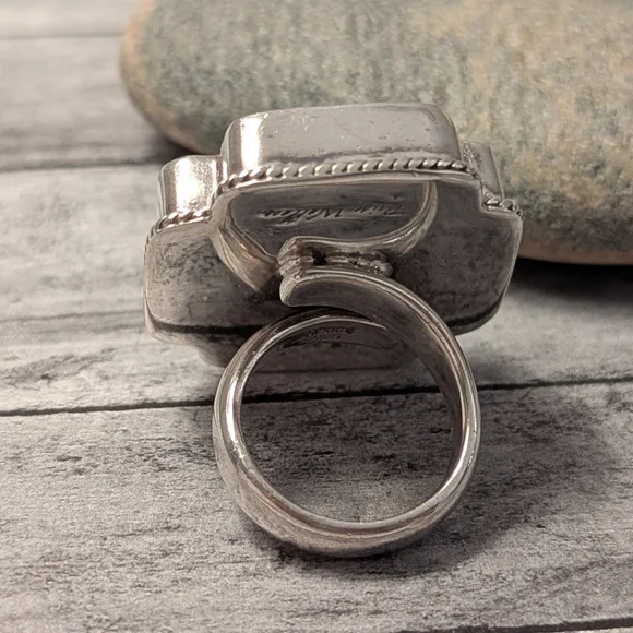 Paige Wallace Rare Vintage Sterling & Turquoise Southwest Cross Statement Ring - Picture 7 of 12